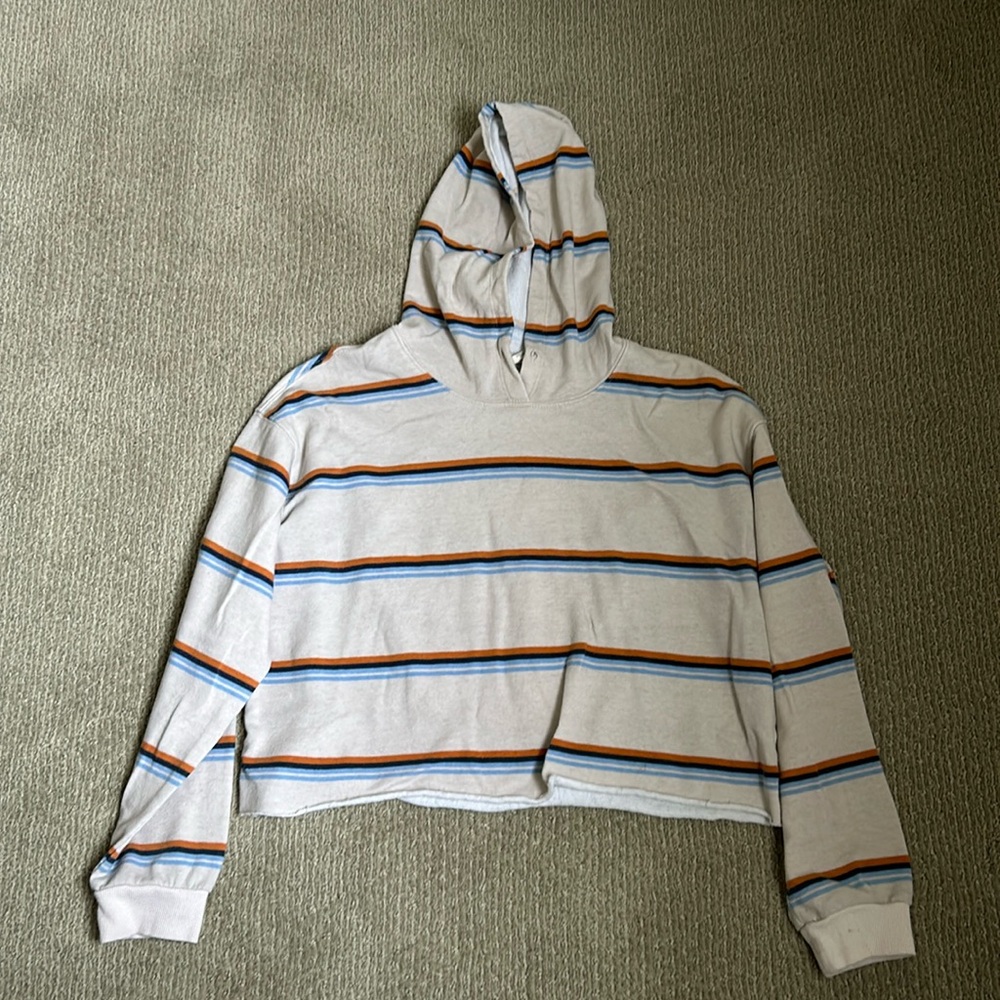 Sky and sparrow striped crop hoodie